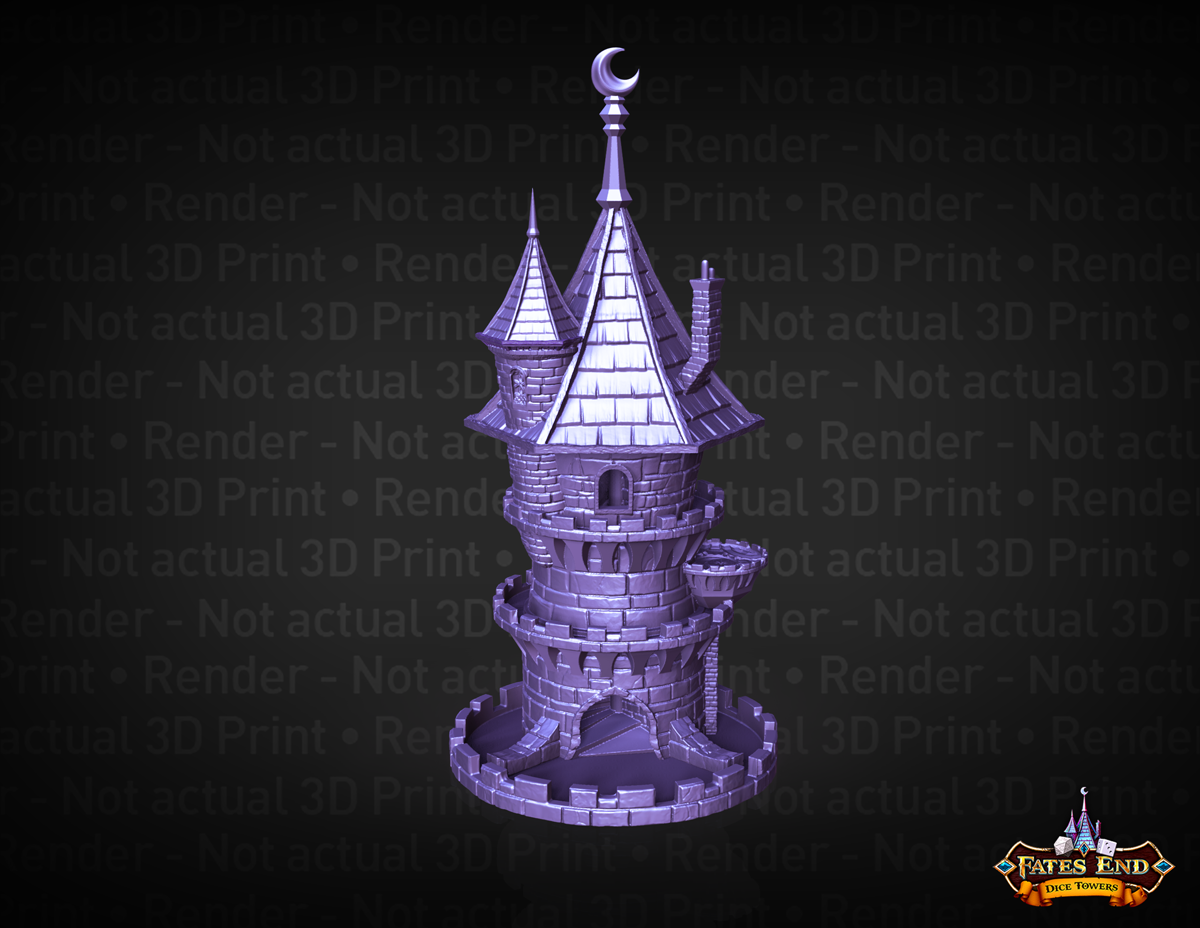3D Render of Fates End Wizard Dice Tower